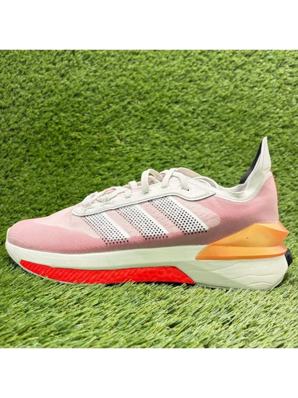 Adidas Avryn Mens Size 10 Gray Solar Red Pink Running Jogging Shoes Sneakers